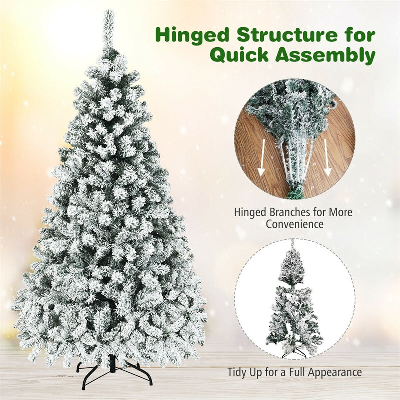 Pre-Lit PVC Snow Flocked Artificial Christmas Tree with LED Lights