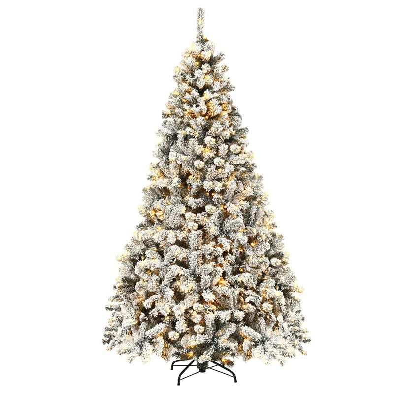 Pre-Lit PVC Snow Flocked Artificial Christmas Tree with LED Lights