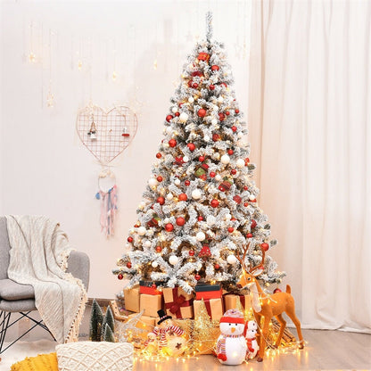 Pre-Lit PVC Snow Flocked Artificial Christmas Tree with LED Lights