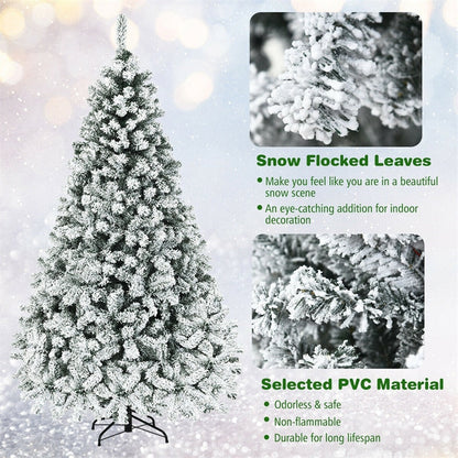 Pre-Lit PVC Snow Flocked Artificial Christmas Tree with LED Lights