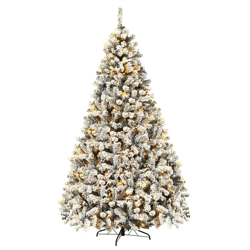 Pre-Lit PVC Snow Flocked Artificial Christmas Tree with LED Lights