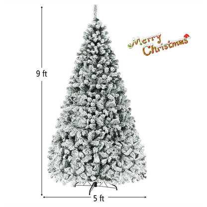 Pre-Lit PVC Snow Flocked Artificial Christmas Tree with LED Lights