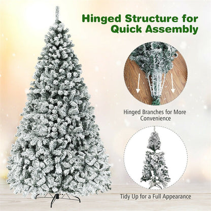 Pre-Lit PVC Snow Flocked Artificial Christmas Tree with LED Lights