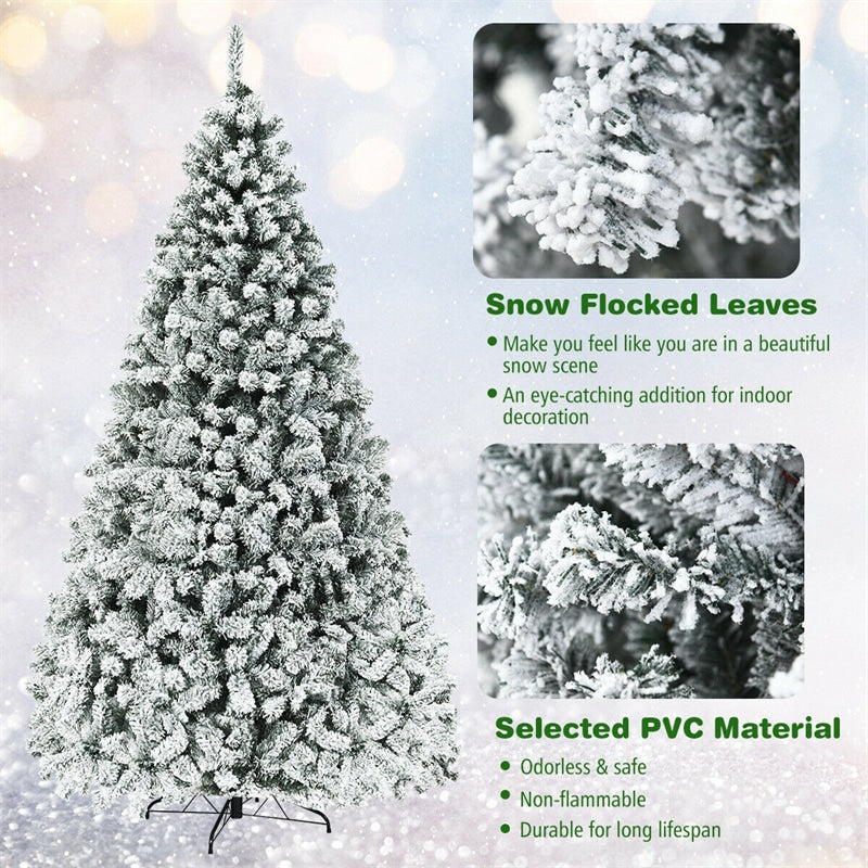 Pre-Lit PVC Snow Flocked Artificial Christmas Tree with LED Lights