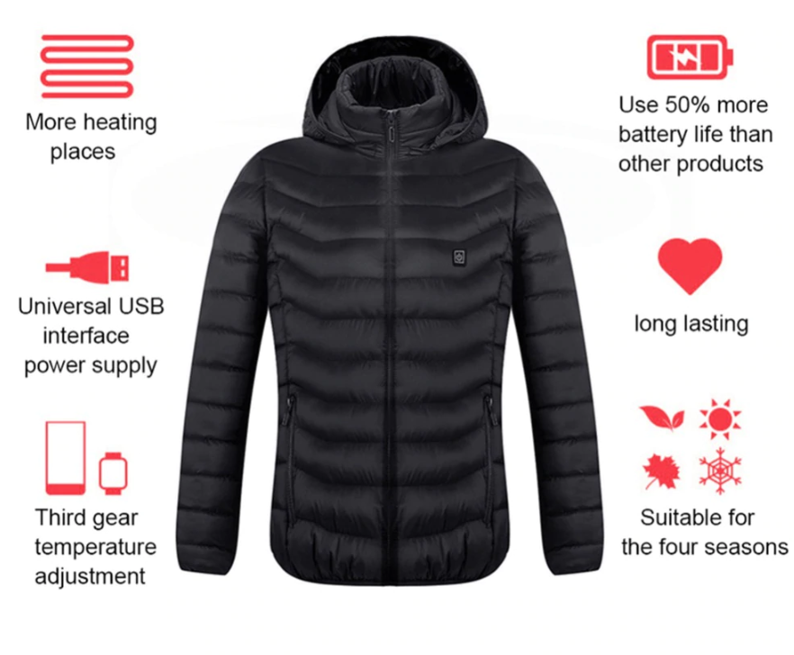 Snap On Heated Electric Jacket Battery Operated - Westfield Retailers