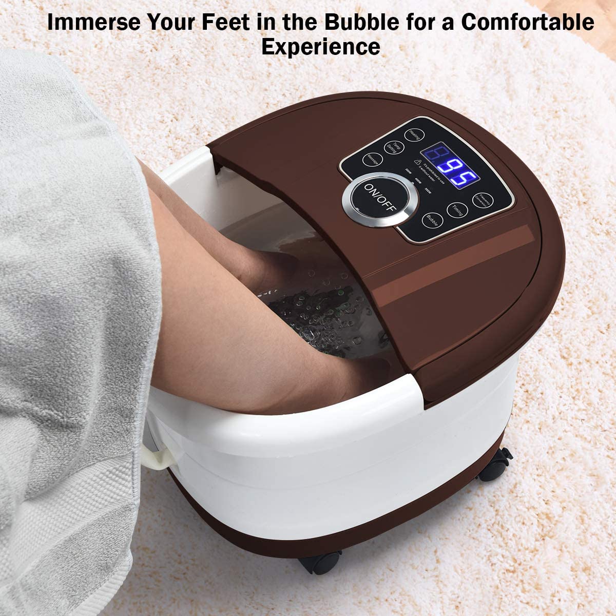 Shiatsu Portable Foot Spa Bath Massager with Heat and Motorized Rollers