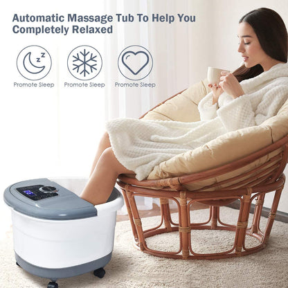 Shiatsu Portable Foot Spa Bath Massager with Heat and Motorized Rollers