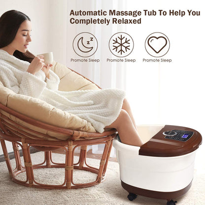 Shiatsu Portable Foot Spa Bath Massager with Heat and Motorized Rollers