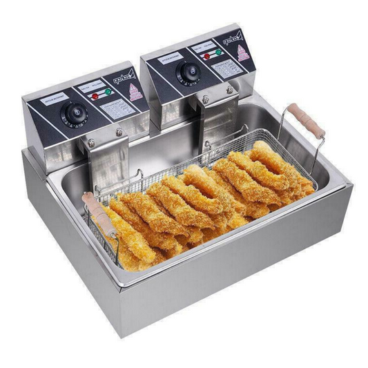 Powerful Electric Countertop Double Deep Oil Fryer With Basket - Westfield Retailers