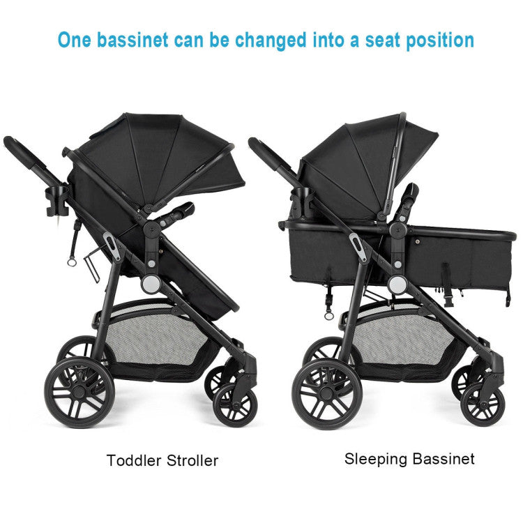 2-in-1 Foldable Pushchair Newborn Infant Baby Stroller