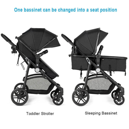 2-in-1 Foldable Pushchair Newborn Infant Baby Stroller