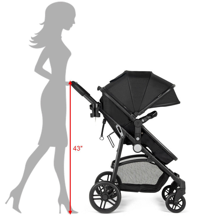 2-in-1 Foldable Pushchair Newborn Infant Baby Stroller