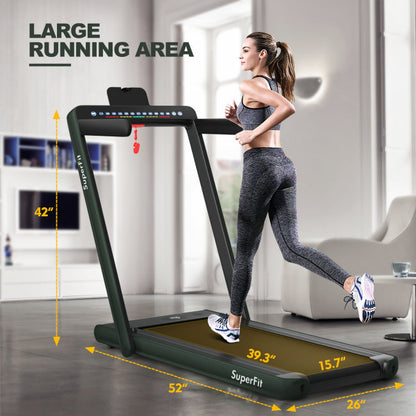 2-in-1 Electric Treadmill 2.25HP Folding Running Machine with Dual Display and Remote Controller