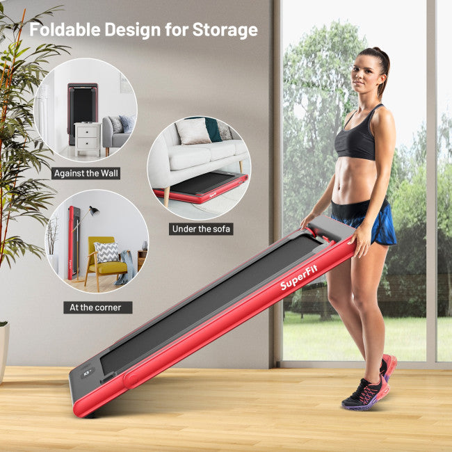 2-in-1 Electric Treadmill 2.25HP Folding Running Machine with Dual Display and Remote Controller