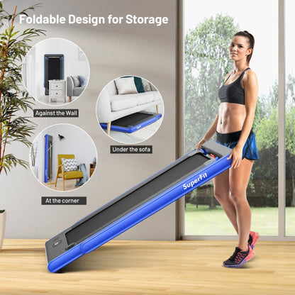 2-in-1 Electric Treadmill 2.25HP Folding Running Machine with Dual Display and Remote Controller