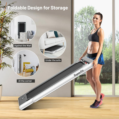 2-in-1 Electric Treadmill 2.25HP Folding Running Machine with Dual Display and Remote Controller