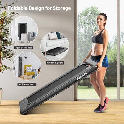 2-in-1 Electric Treadmill 2.25HP Folding Running Machine with Dual Display and Remote Controller