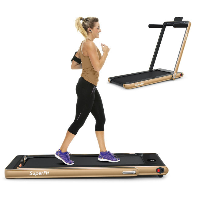 2-in-1 Electric Treadmill 2.25HP Folding Running Machine with Dual Display and Remote Controller