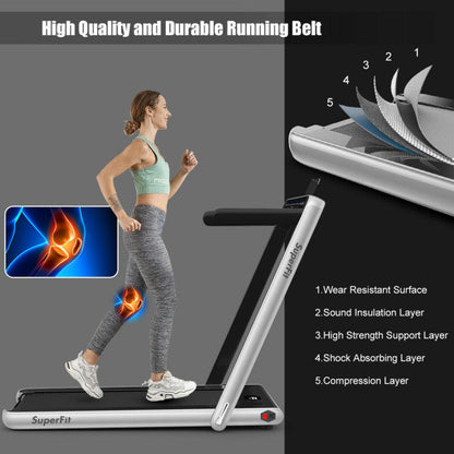 2-in-1 Electric Treadmill 2.25HP Folding Running Machine with Dual Display and Remote Controller