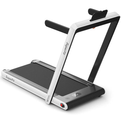 2-in-1 Electric Treadmill 2.25HP Folding Running Machine with Dual Display and Remote Controller