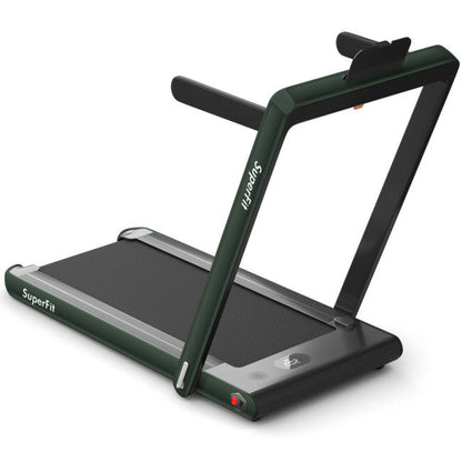 2-in-1 Electric Treadmill 2.25HP Folding Running Machine with Dual Display and Remote Controller