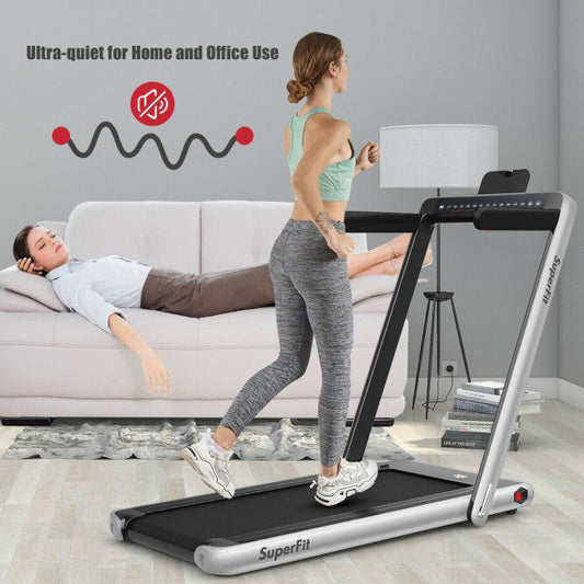 2-in-1 Electric Treadmill 2.25HP Folding Running Machine with Dual Display and Remote Controller