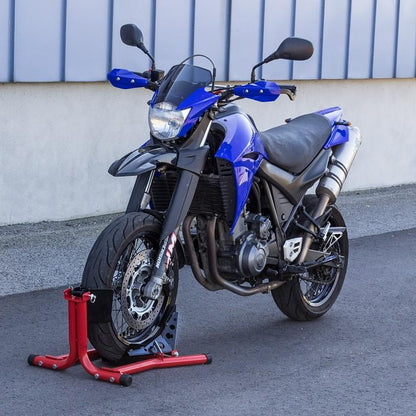 Heavy Duty Upright Motorcycle Front / Rear Wheel Chock Stand - Westfield Retailers