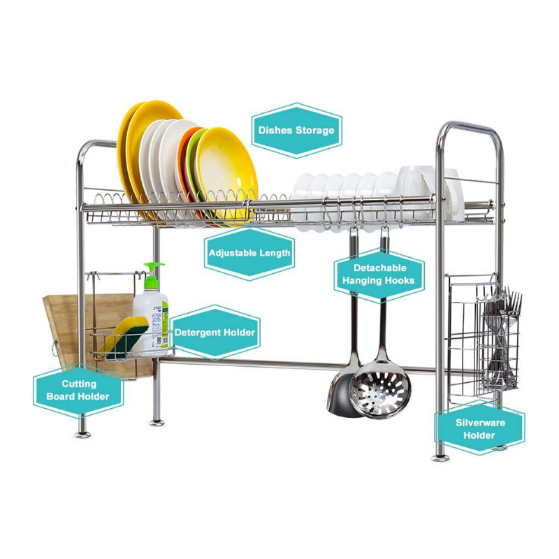 Premium Stainless Steel Over The Sink Dish Drying Rack - Westfield Retailers