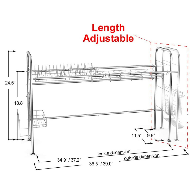 Premium Stainless Steel Over The Sink Dish Drying Rack - Westfield Retailers