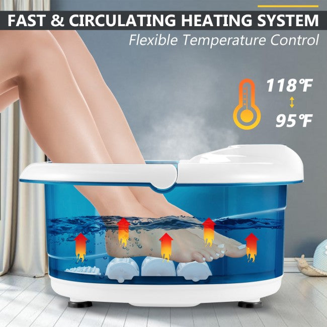 Foot Spa Bath Massager with Heat and Bubbles Electric Shiastu Massage Rollers Foot Tub Soaking for Fatigue Release