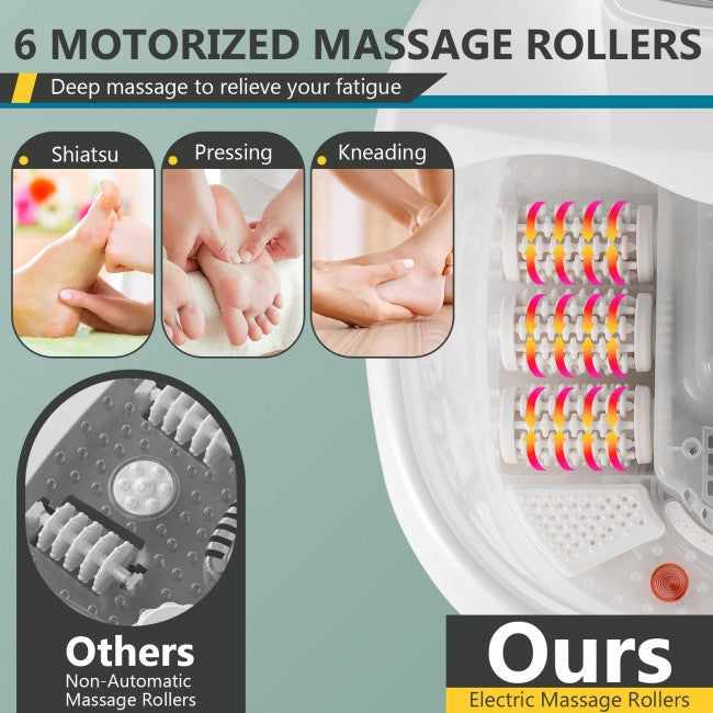 Foot Spa Bath Massager with Heat and Bubbles Electric Shiastu Massage Rollers Foot Tub Soaking for Fatigue Release