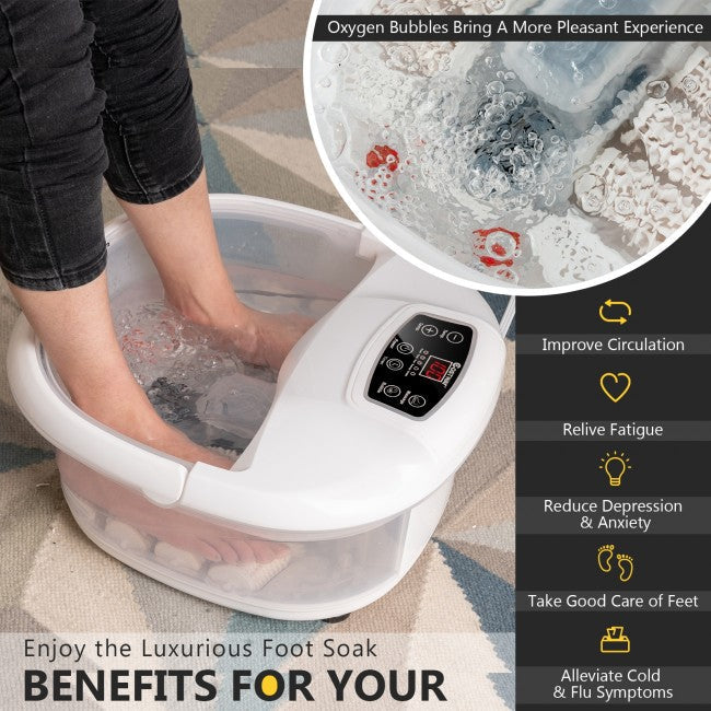 Foot Spa Bath Massager with Heat and Bubbles Electric Shiastu Massage Rollers Foot Tub Soaking for Fatigue Release