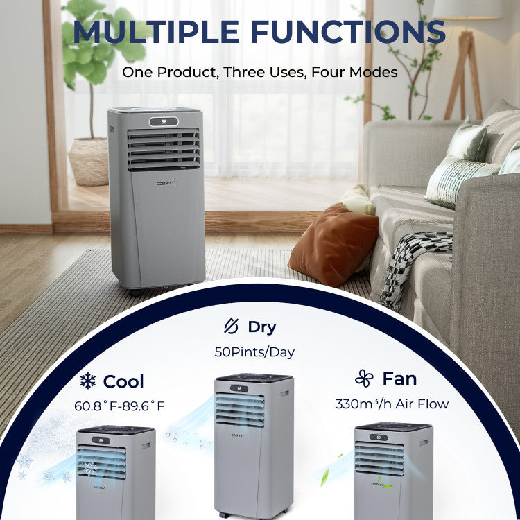 10000 BTU 4-in-1 Portable Air Conditioner with Dehumidifier and Fan Mode