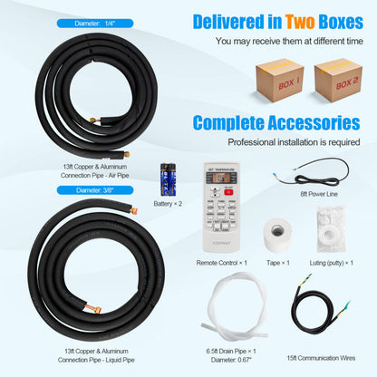 12000 BTU 17 SEER2 208-230V Ductless Mini Split Air Conditioner and Heater