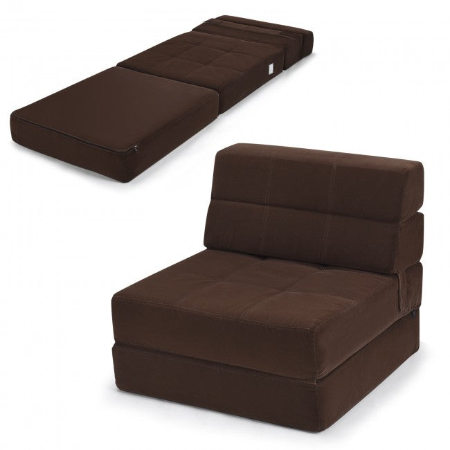 Folding Convertible Sleeper Chair Sofa Bed With Padded Cushion