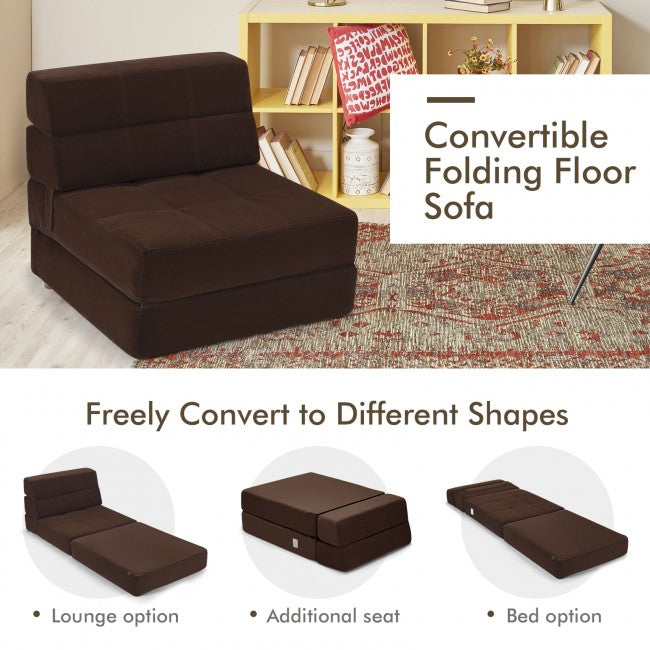 Folding Convertible Sleeper Chair Sofa Bed With Padded Cushion