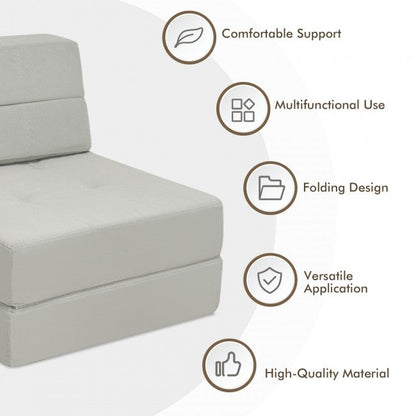 Folding Convertible Sleeper Chair Sofa Bed With Padded Cushion