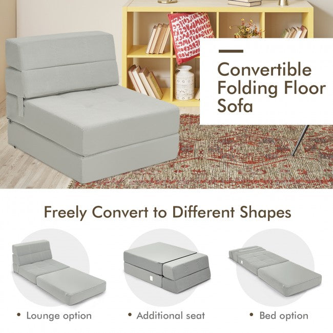 Folding Convertible Sleeper Chair Sofa Bed With Padded Cushion