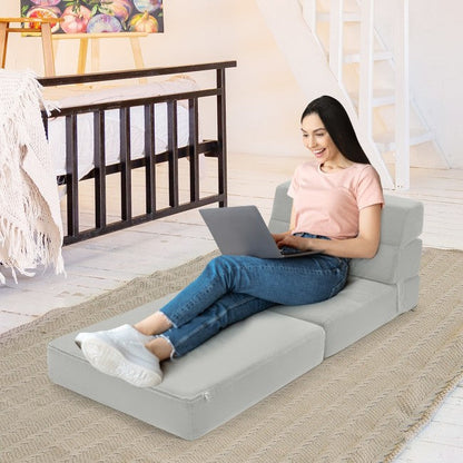 Folding Convertible Sleeper Chair Sofa Bed With Padded Cushion