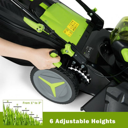 40V 18" Cordless Electric Lawn Mower with Grass Bag, 4.0Ah Batteries and 2 Chargers