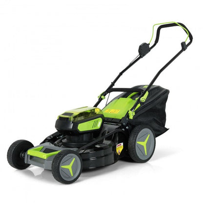 40V 18" Cordless Electric Lawn Mower with Grass Bag, 4.0Ah Batteries and 2 Chargers