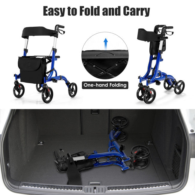 SeniorAid™ Upright Walker - Best Premium Rolling 4 Wheel Senior Standing Rollator Walker With Seat And Brakes - Westfield Retailers