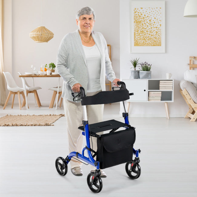 SeniorAid™ Upright Walker - Best Premium Rolling 4 Wheel Senior Standing Rollator Walker With Seat And Brakes - Westfield Retailers