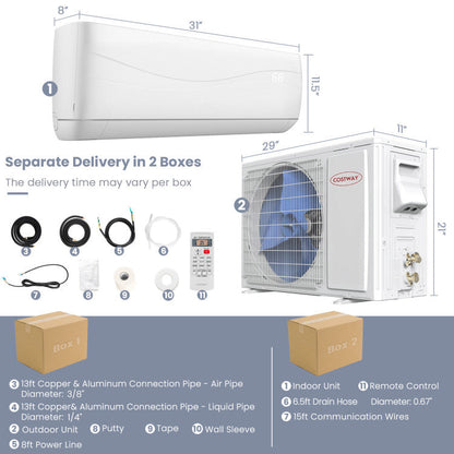 12000 BTU 17 SEER2 208-230V Ductless Mini Split Air Conditioner and Heater