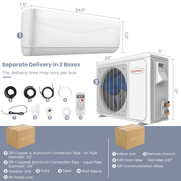 12000 BTU 20 SEER2 115V Ductless Mini Split Air Conditioner