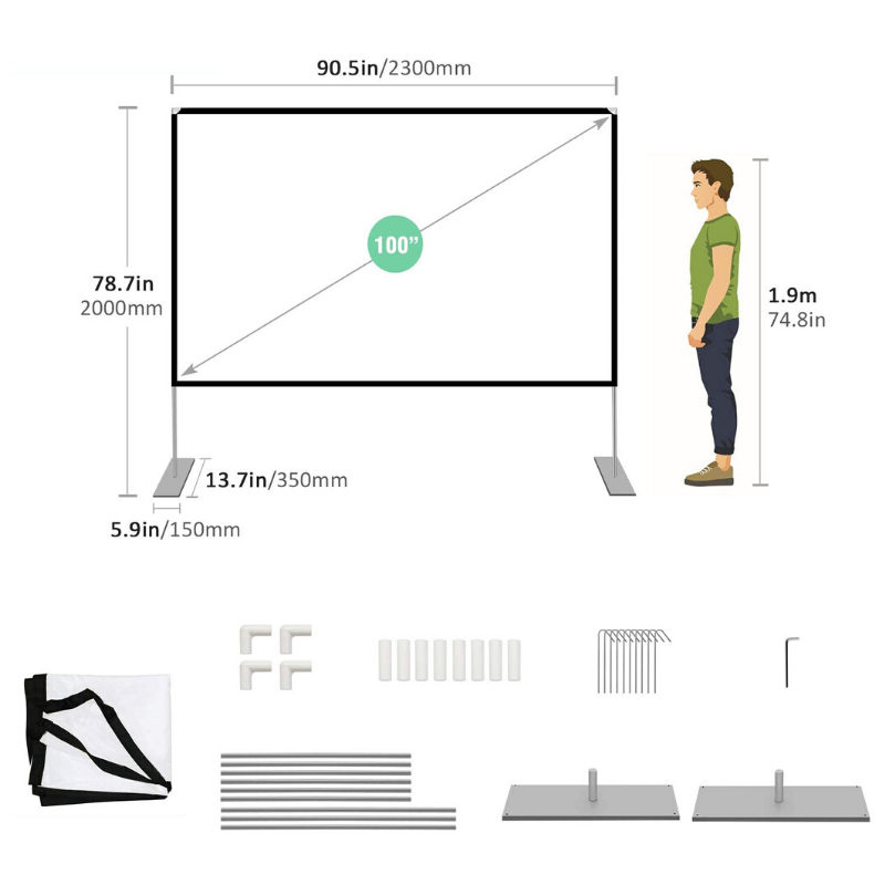 Portable Outdoor Movie Projector Backyard Screen 100" - Westfield Retailers