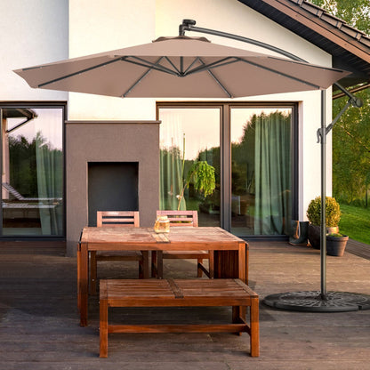 UmbrellaShade - 10 Foot Cantilever Patio Umbrella with Solar Lights and Cross Base