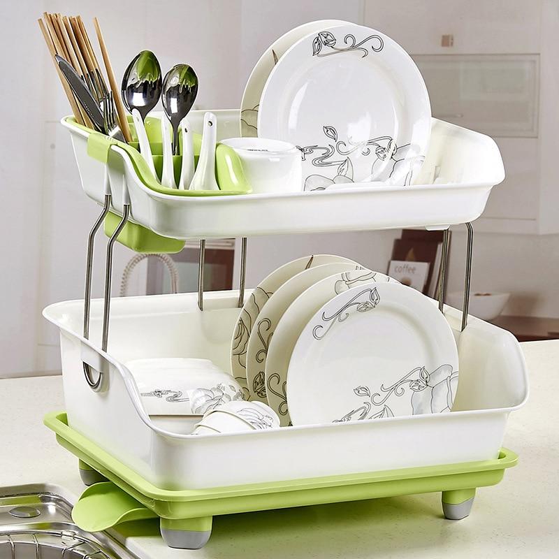 Compact 2 Tier Kitchen Dish Drying Drainer Rack - Westfield Retailers