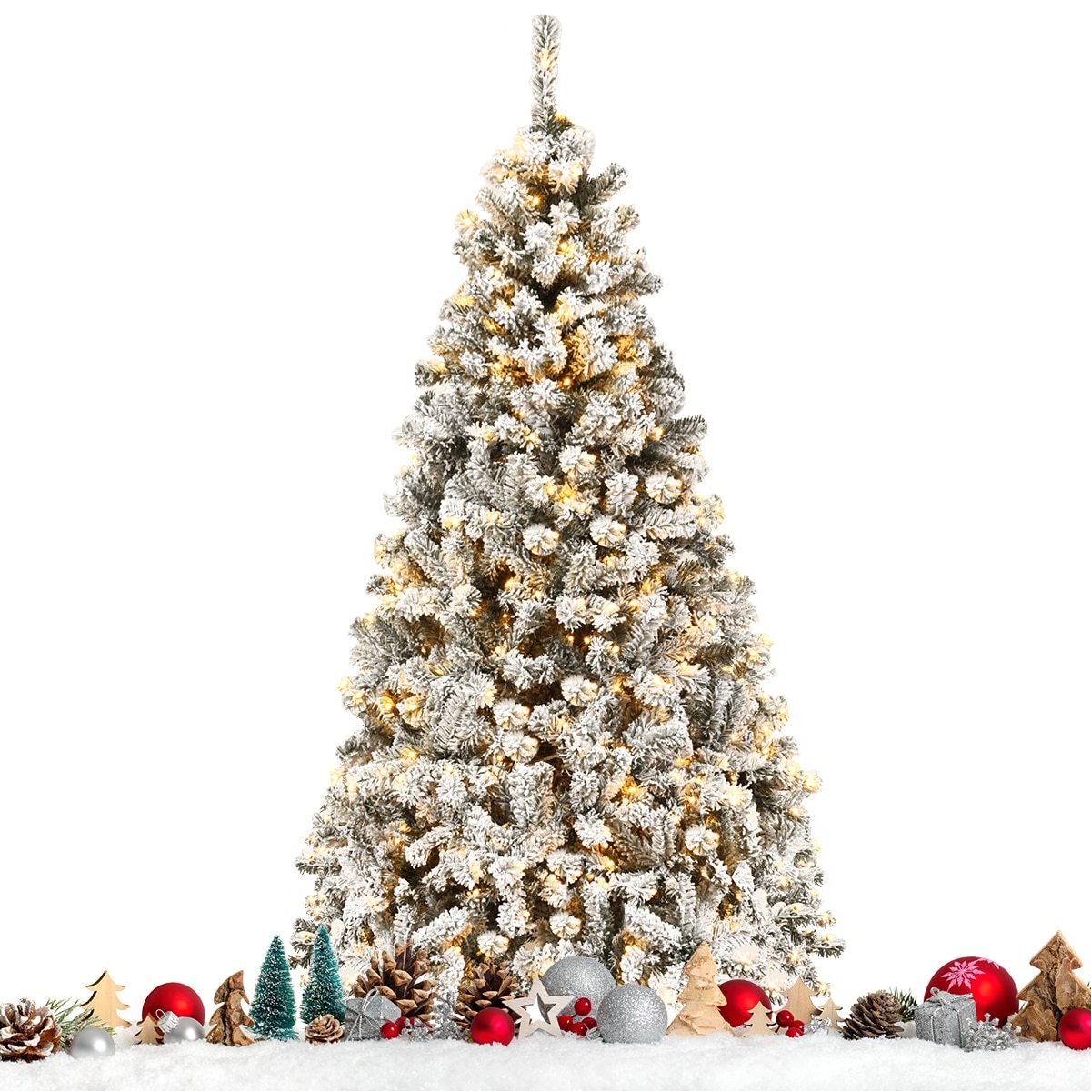 Realistic Prelit Flocked Artificial Christmas Tree 6FT - Westfield Retailers