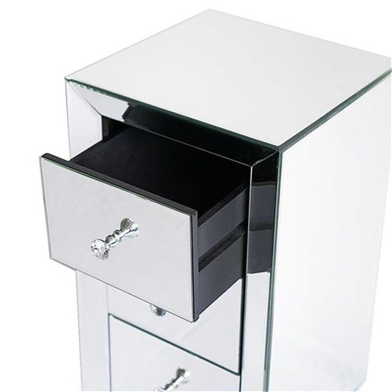 Elegant Three Drawer Silver Mirrored Bedside Nightstand Table - Westfield Retailers